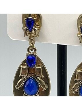 Baubles Gold & Blue Art Deco Dangle Earrings